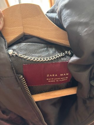 Cazadora de piel Zara marrón