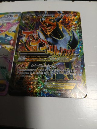 Carta Pokémon Pikachu EX y Houndoom EX