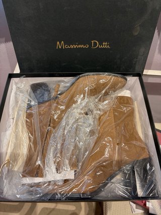 Botines camel serraje Massimo Dutti