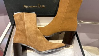 Botines camel serraje Massimo Dutti