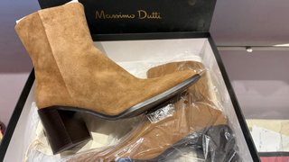 Botines camel serraje Massimo Dutti