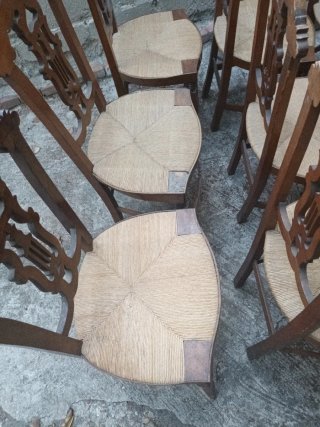 Sillas de enea antiguas (Conjunto de 10)