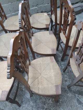 Sillas de enea antiguas (Conjunto de 10)