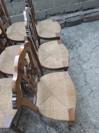 Sillas de enea antiguas (Conjunto de 10)