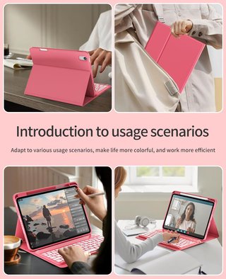 Funda con teclado iPad 10/11 gen rosa