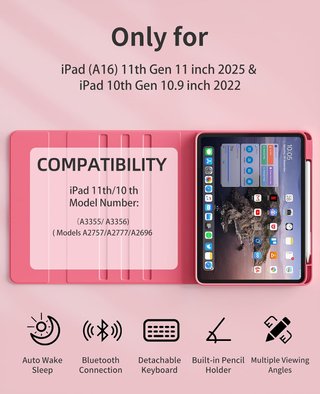 Funda con teclado iPad 10/11 gen rosa