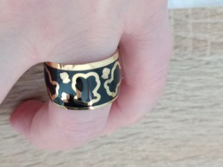 Anillo Acero Inoxidable Talla 18 Negro Dorado