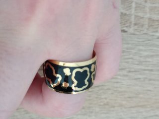 Anillo Acero Inoxidable Talla 18 Negro Dorado