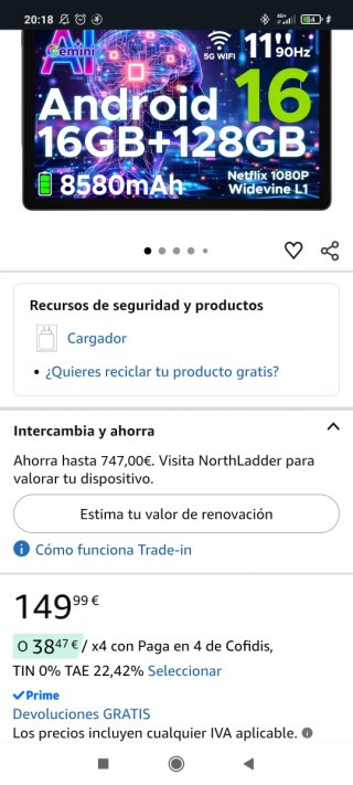 Tablet Android Doogee U11 da 11 pollici - Nuovo