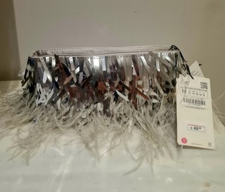 Bolso Zara Plumas Marabú Natural Plata