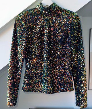 Blusa corta fiesta lentejuelas multicolor