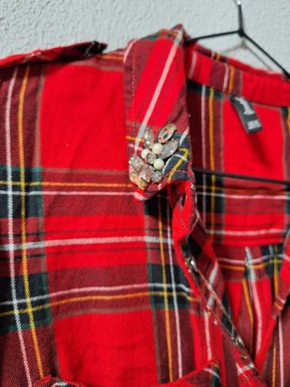 Camisa Tartán Roja Stradivarius Talla M
