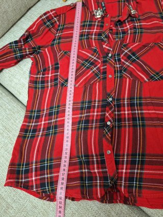 Camisa Tartán Roja Stradivarius Talla M