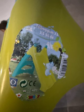 Tobogán infantil verde y azul