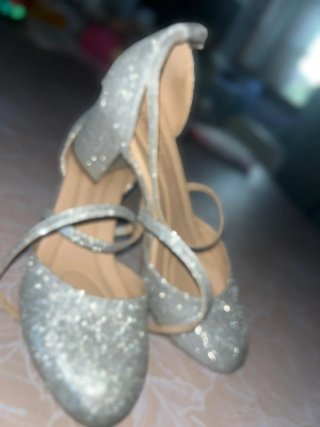 Scarpe donna tacco argento glitter