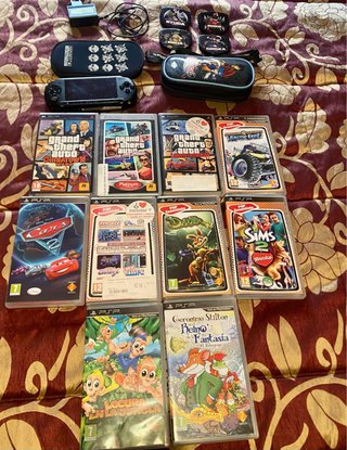 Consola Sony PSP Negra + Accesorios + Juegos