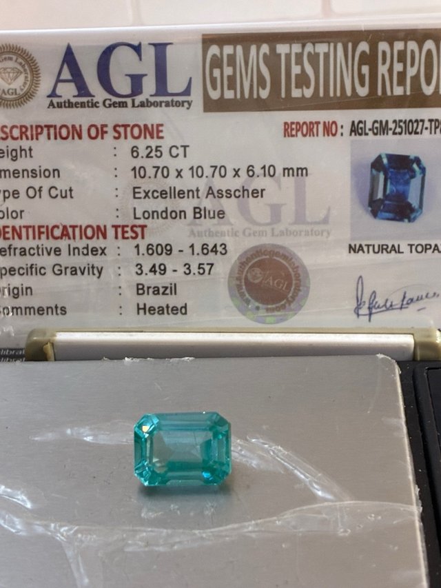 Topacio London Blue 6.25 Ct Natural AGL