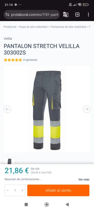 Pantalónes trabajo hombre velilla