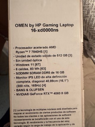 Portátil HP OMEN RTX 4060 16GB RAM