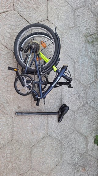 Bicicleta pieghevole B'TWIN Blu e Giallo