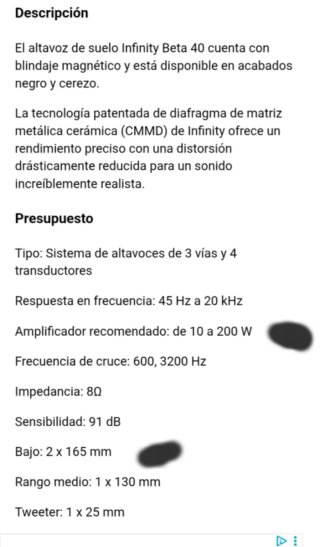 Infinity Beta woofer(2 unidades)potencia calidad
