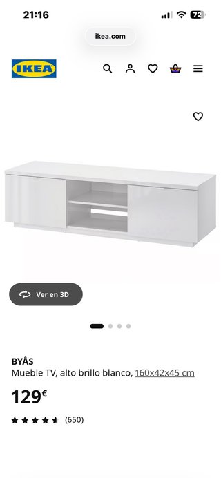 Mueble TV IKEA BYÅS Blanco Alto Brillo perfecto.