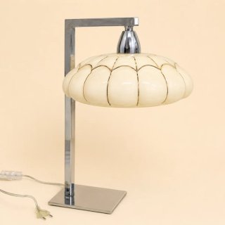 Candeeiro de mesa vintage bege e prateado