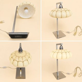 Candeeiro de mesa vintage bege e prateado