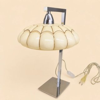 Candeeiro de mesa vintage bege e prateado