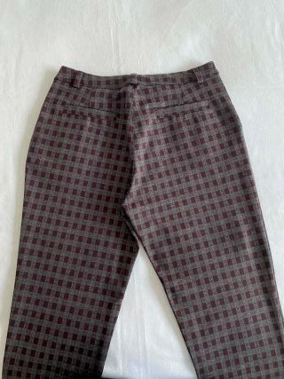 Pantalón cuadros vintage gris y granate Italia