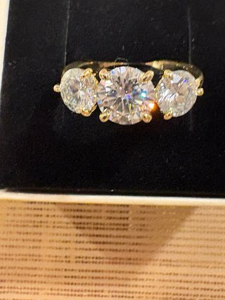 Anello Trilogy Moissanite Placcato Oro