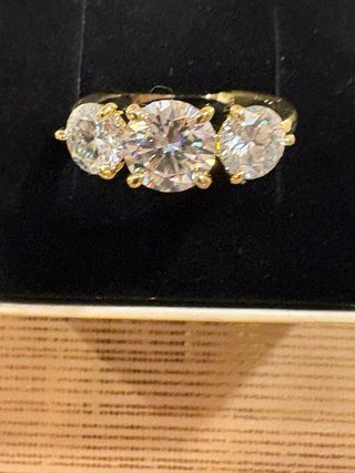 Anello Trilogy Moissanite Placcato Oro