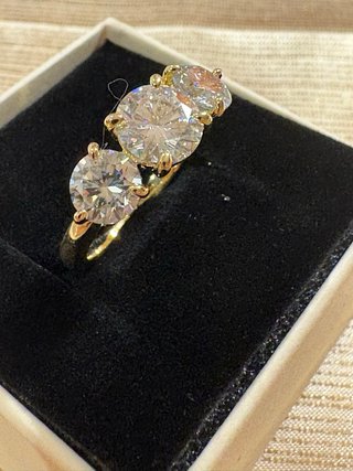 Anello Trilogy Moissanite Placcato Oro