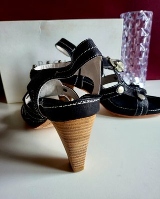 Sandalias REGARD Piel Negras Tacón