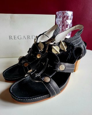 Sandalias REGARD Piel Negras Tacón