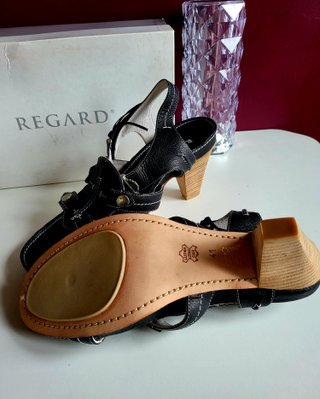 Sandalias REGARD Piel Negras Tacón
