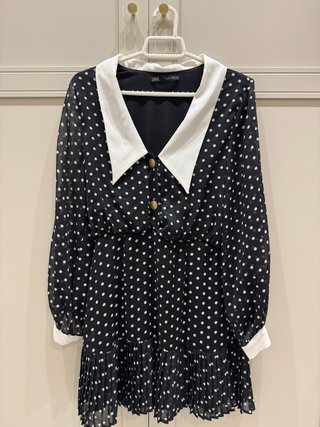 Vestido Zara Negro Lunares Blanco