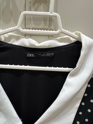 Vestido Zara Negro Lunares Blanco
