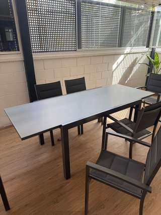 Conjunto mesa y 6 sillas jardín aluminio