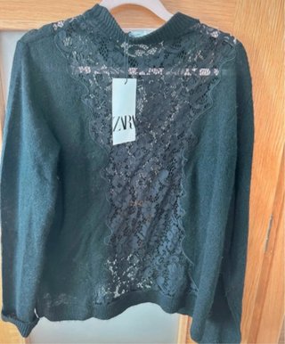 Jersey Zara encaje negro talla M