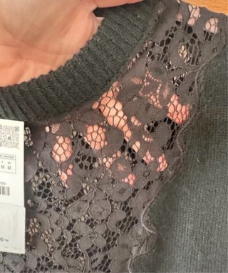 Jersey Zara encaje negro talla M