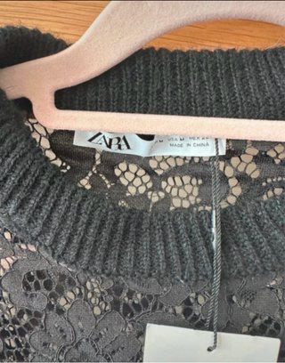 Jersey Zara encaje negro talla M