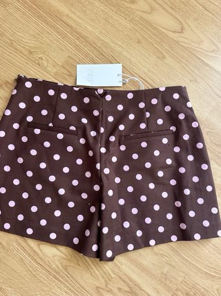Zara Shorts Lunares Marrón y Rosa