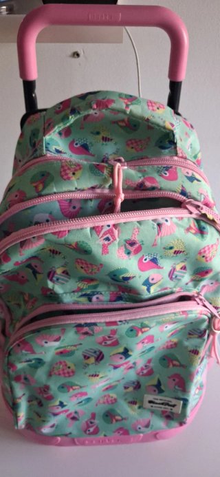 Mochila Safta con ruedas y estampado de pájaros