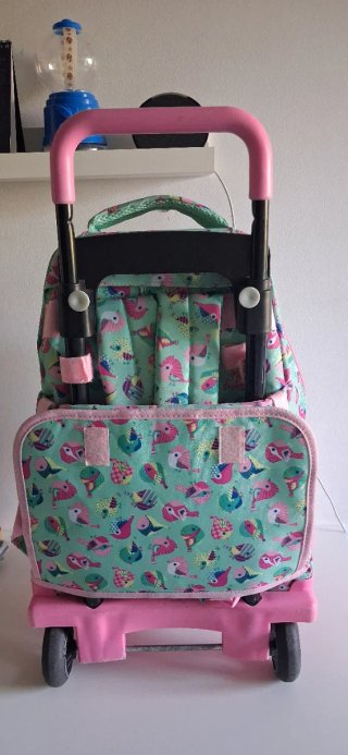 Mochila Safta con ruedas y estampado de pájaros