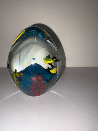 Fermacarte Murano Vetro Pesci Blu Giallo