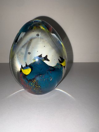 Fermacarte Murano Vetro Pesci Blu Giallo