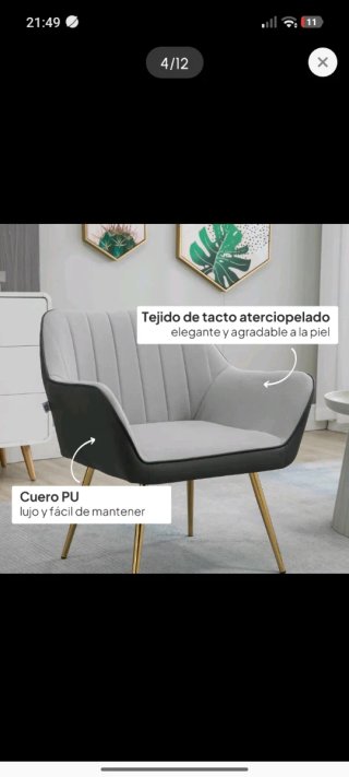 Sillón butaca tocador vestidor gris y negro