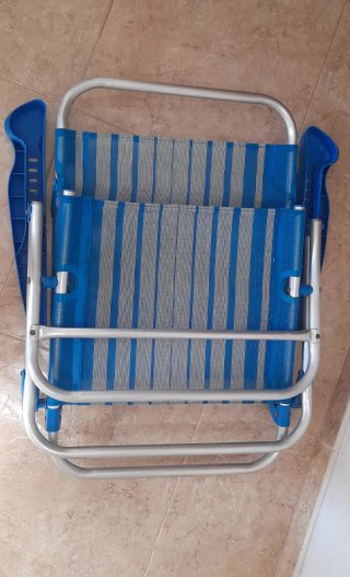 Silla de playa plegable azul  aluminio, reclinable