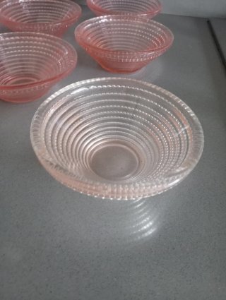 Coppette vetro smerigliato rosa set 7